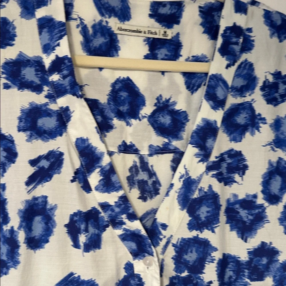 Abercrombie & Fitch 100% Cotton EUC Blue and White relaxed fit Midi Maxi Dress M
